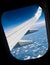 Boeing 747 KLM plane wing through window