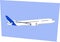Boeing 787 Dreamliner. Modern airliner. Commercial jet plane in blue sky.