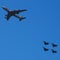 Boeing AWACS 1E3F and jet fighters on French National Day