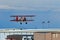 Boeing Stearman plane landing at Centennial airport near Denver, Colorado