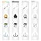 Boer fisherman, fire, fishing chair, double hook. Fishing set collection icons in cartoon black monochrome outline style