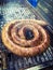 Boerewors ring sausage on grill