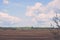 bog and the field on which the production is carried out in black peat mining - vintage film look