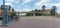 bogota bicycle sharing system near to a peatonal bridge in sunny day during no car day event