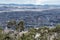 Bogota colombia landscape viewed from a easter mountains trekking path