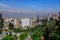 BOGOTA,COLOMBIA/MARCH 15,2018:Panoramic view of the city of Bogota. In the foreground are slum roofs