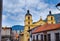 BOGOTA, COLOMBIA OCTOBER 22, 2017: Beautiful outdoor view of buildings of La Candelaria, historic neighborhood in