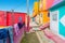 Bogota district called Los Puentes colorful houses in a sunny day