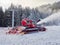 Boguszow-Gorce, Poland, December 22, 2021: Dzikowiec Mountain. Snow making up the ski slope. Snow cannons that produce snow