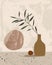 Bohemian Art Print - Minimalist Plant Vase Painting with Decorative Ball