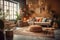 bohemian interior design living room ai generated art