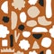 Bohemian, modern chic brown seamless pattern with abstract shapes in hand drawn style.