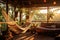 Bohemian Outdoor Lounge With Hammock And Cozy Seating Bohemian Interior Design. Generative AI