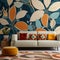 Bohemian Wallpaper With Vibrant Exaggeration And Naturalistic Proportions