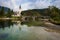 Bohinj lake with church in Slovenia