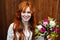 Boho bride with red hair posing