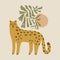 Boho cute leopard animal vector illustration