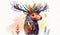 Boho Deer with Feather Headdress AI Generated