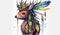 Boho Deer with Feather Headdress AI Generated