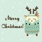 Boho deer in hand drawn style. Winter, seasonal greeting card, banner, vector background