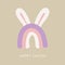 Boho Easter Rainbow with Bunny ears. Greeting card. Banner