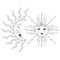 Boho elegant sun and vintage moon tattoo, zentangle stylized. Bo