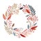 boho enchanting Christmas wreath illustration