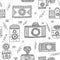 Boho ethnic style vintage cameras seamless pattern.