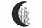 Boho floral moon SVG, Moon SVG, Bohemian moon SVG, Moon and stars SVG, Celestial SVG, Lunar SVG, Crescent moon