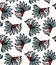 Boho flower bloom vector all over print. Seamless repeating pattern swatch. Red black bohemian folk floral background. Hand drawn