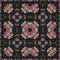 Boho folkloric flower pattern with a gypsy retro style. Repeatable vintage cloth effect print in black and red gothic