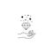 Boho hand drawn magic logo. Minimal bohemian mystic line hand hold diamond esoteric tattoo sign, vector illustration