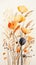 Boho minimalist print of dried grass, flowers, abstract, cream colors. Poster, vertical image.