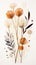 Boho minimalist print of dried grass, flowers, abstract, cream colors. Poster, vertical image.