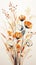 Boho minimalist print of dried grass, flowers, abstract, cream colors. Poster, vertical image.