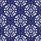 Boho Monochrome Indigo Blue Tie-Dye Shibori Mirrored Sunburst Mandala Background Vector Seamless Pattern