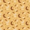 Boho moon pattern. Boho celestial seamless pattern. Floral moon textile background. Boho vector illustration. Fortune