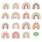 Boho rainbow icons colorful cute vector set