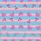 Boho rainbows and flowers on striped background, seamless pattern