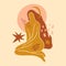 Boho sacred magic woman mystical symbol flat holistic healing meditation Reiki new age concept modern abstract