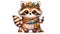 Boho-Series Melody: Raccoon with Scarf and Ukulele