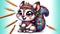 Boho-Series: Squirrel\\\'s Tambourine Dance in Cartoon Style