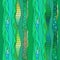 Boho style green textile pattern with waves and curles. Colorful oriental zentangle style seamless background.