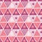 Boho style pink triangles seamless vector pattern. Hand drawn tribal ethnic motifs background. Geometric repeating