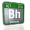 Bohrium symbol in square shape with metallic border and transparent background with reflection on the floor. 3D render