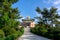 Bohyunsa Temple with big buddha`s image head statue in South Korea.