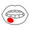 Boil popped out on the lip thin line icon, body pain concept, herpes of lips vector sign on white background, outline