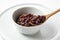 Boiled azuki beans placed on a white background