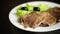 Boiled beef tongue sliced in a plate