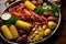 boiled crawfish, potatoes, and corn in a large serving platter